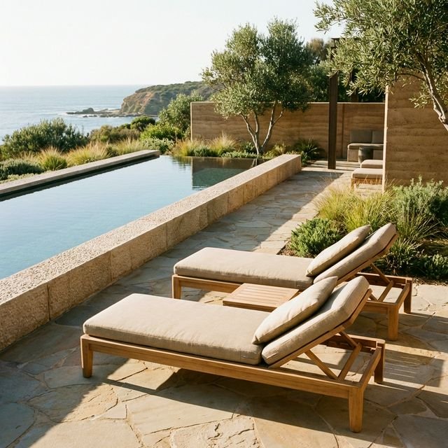 Sun loungers by the pool
